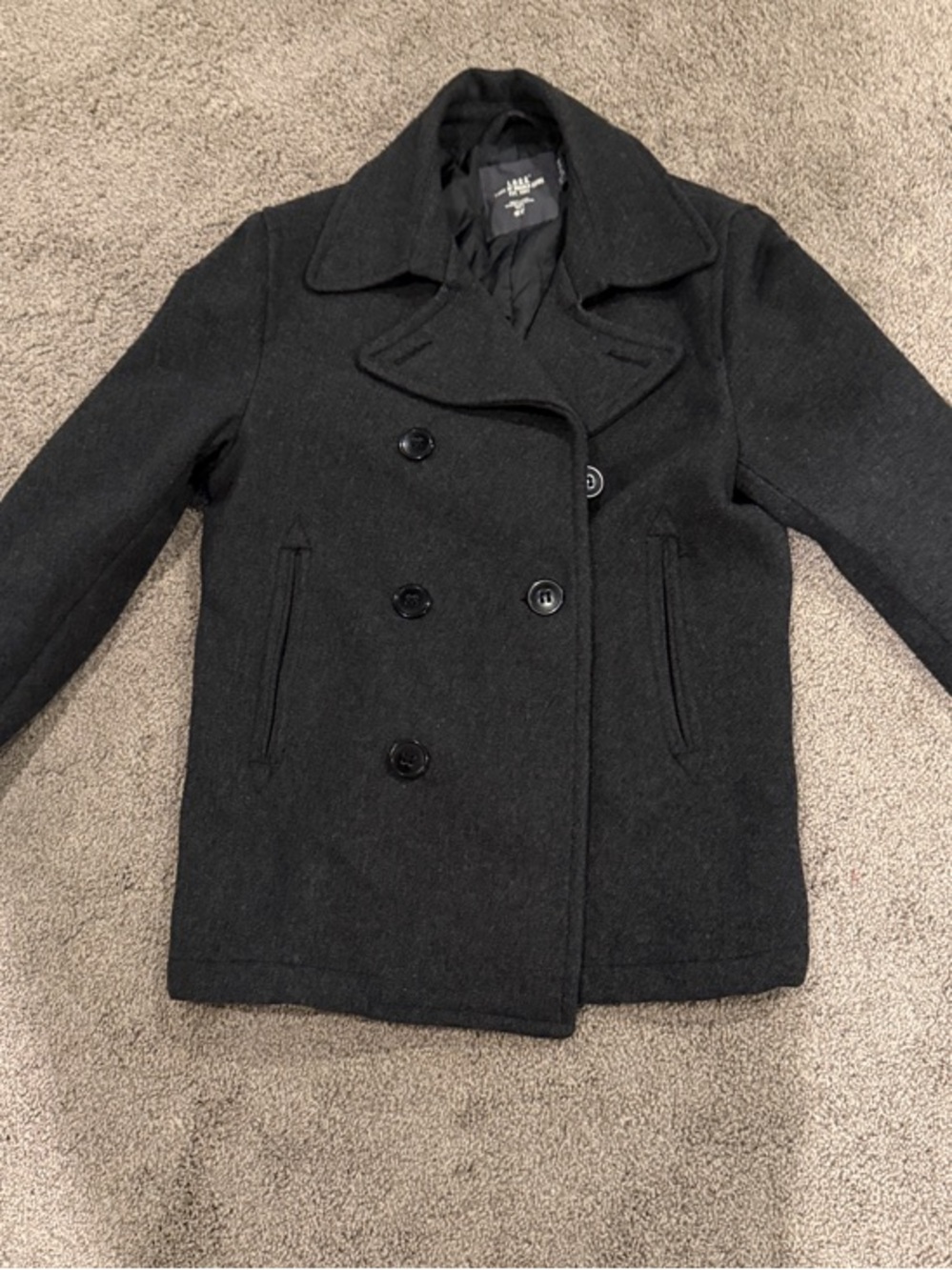 H&M L.O.G.G. Black Quilted-Lined Pea Coat